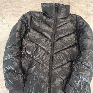 Athleta Women's Black Shiny Puffer Coat